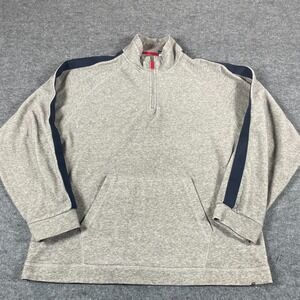 VTG Gap Jacket Mens Large L Gray Striped Pullover Fleece Y2K‎ Quarter Zip Retro